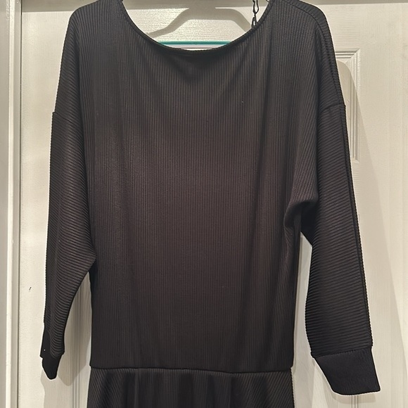Thick Free People Ribbed Long Sleeve Black Dress - Picture 15 of 16